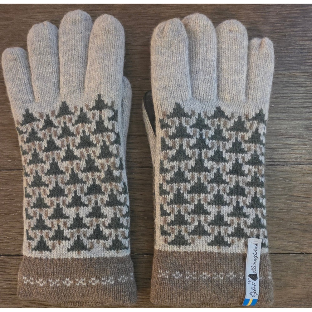 Ojbro Vantfabrik Swedish Merino Wool Thinsulate Gran Forest Gloves Grey Brown